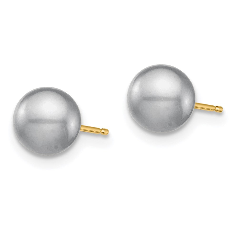14k 6-6.5mm White, Grey and Black Round Freshwater Cultured Pearl 3 Pair Stud Post Earrings Set