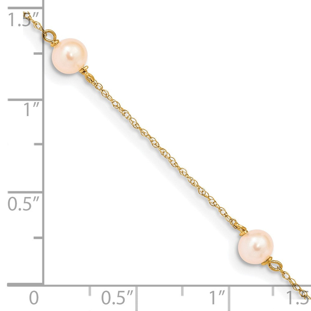 14k Madi K 5-6mm Pink Near-Round Freshwater Cultured Pearl 3-Station 6 inch Bracelet