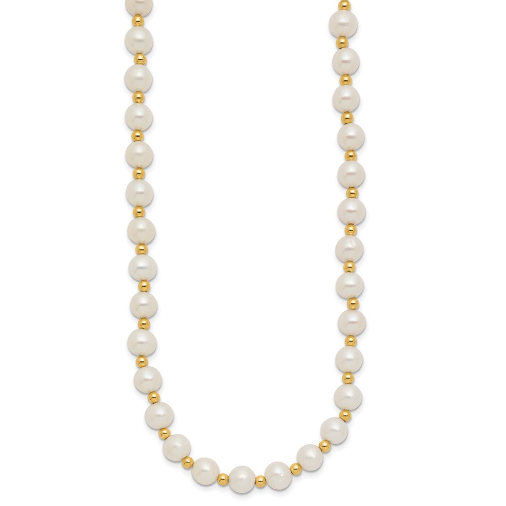 14k 6-7mm White Near-Round Freshwater Cultured Pearl Beaded 18 inch Necklace