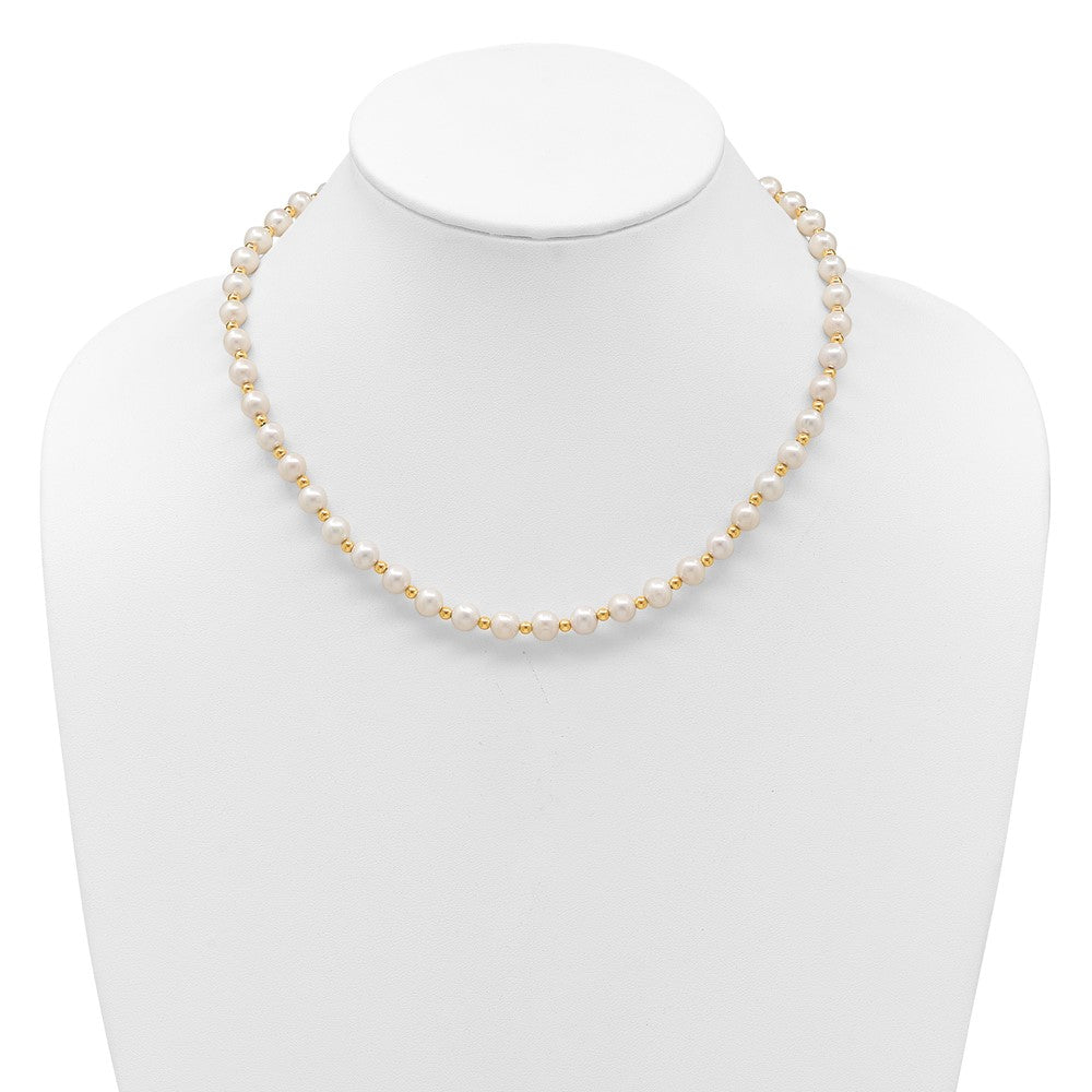 14k 6-7mm White Near-Round Freshwater Cultured Pearl Beaded 18 inch Necklace
