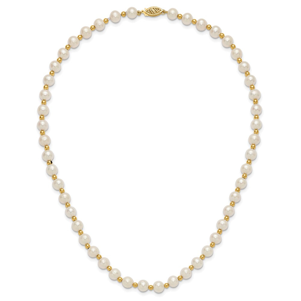 14k 6-7mm White Near-Round Freshwater Cultured Pearl Beaded 18 inch Necklace
