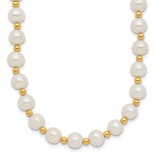 14k 6-7mm White Near-Round Freshwater Cultured Pearl Beaded 18 inch Necklace