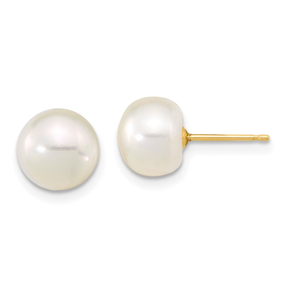 14k 8-9mm White Near-Round Freshwater Cultured Pearl 18 inch Necklace with 2 inch Extension, 7.5 inch Bracelet with 1 inch Extension and Post Earrings Set