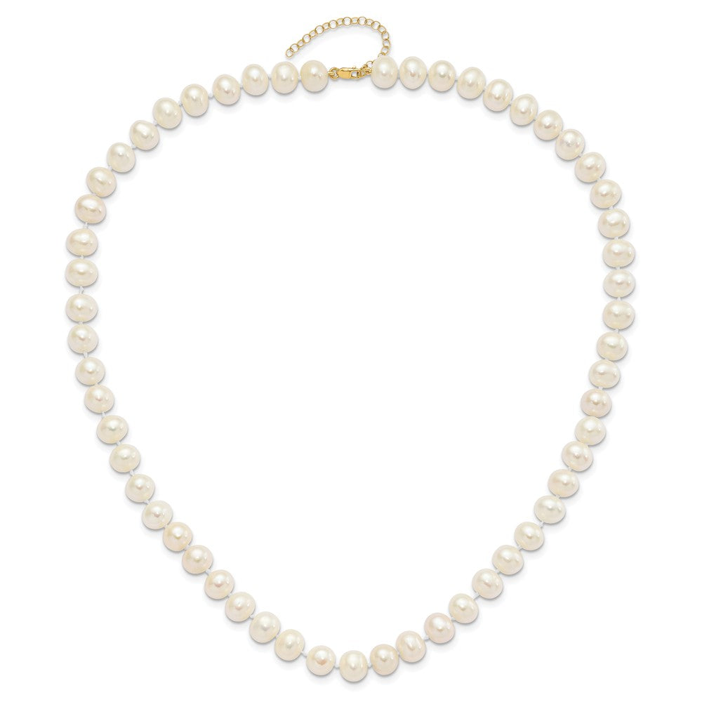 14k 8-9mm White Near-Round Freshwater Cultured Pearl 18 inch Necklace with 2 inch Extension, 7.5 inch Bracelet with 1 inch Extension and Post Earrings Set