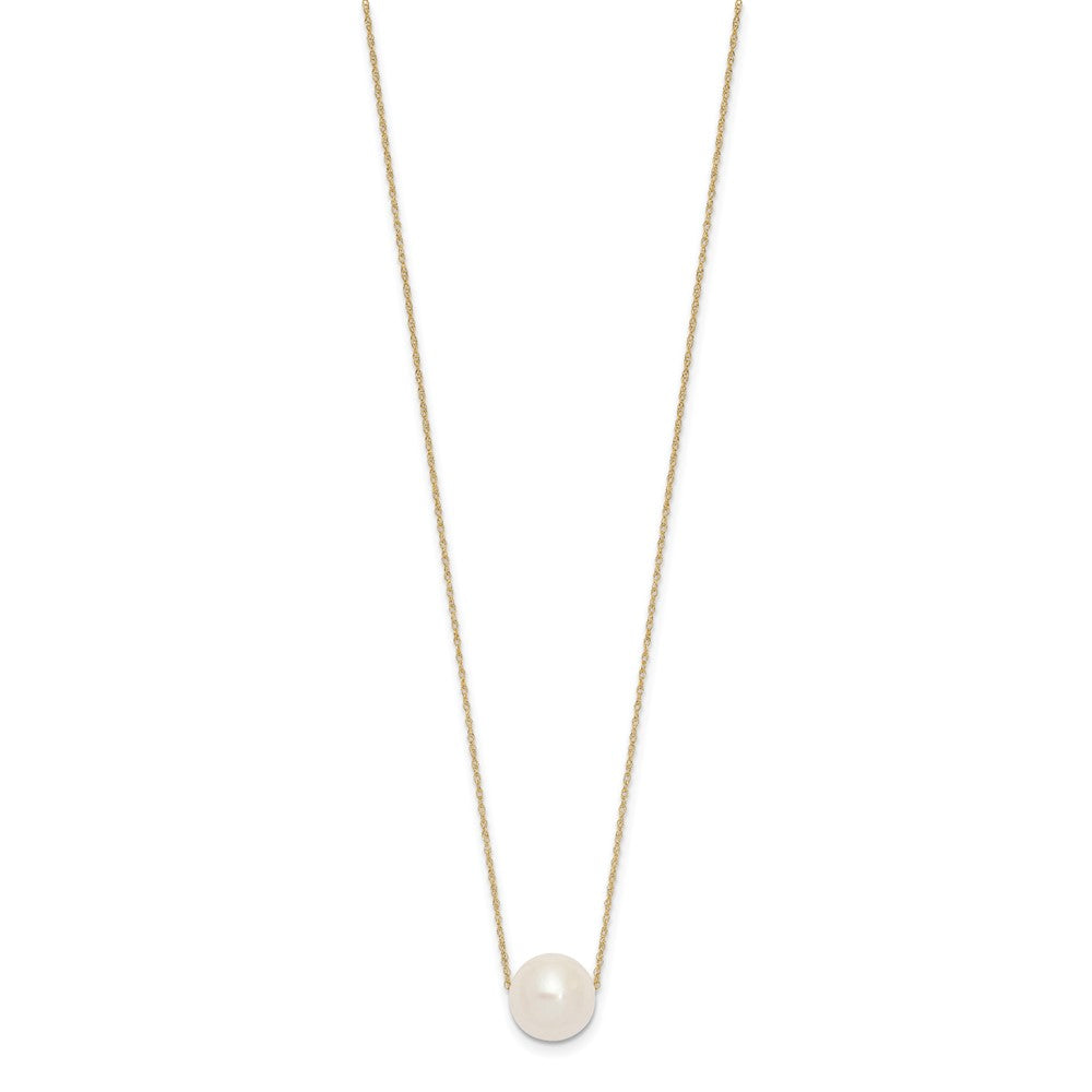 14k 10-11mm White Semi-Round Freshwater Cultured Pearl Rope 17 inch Necklace