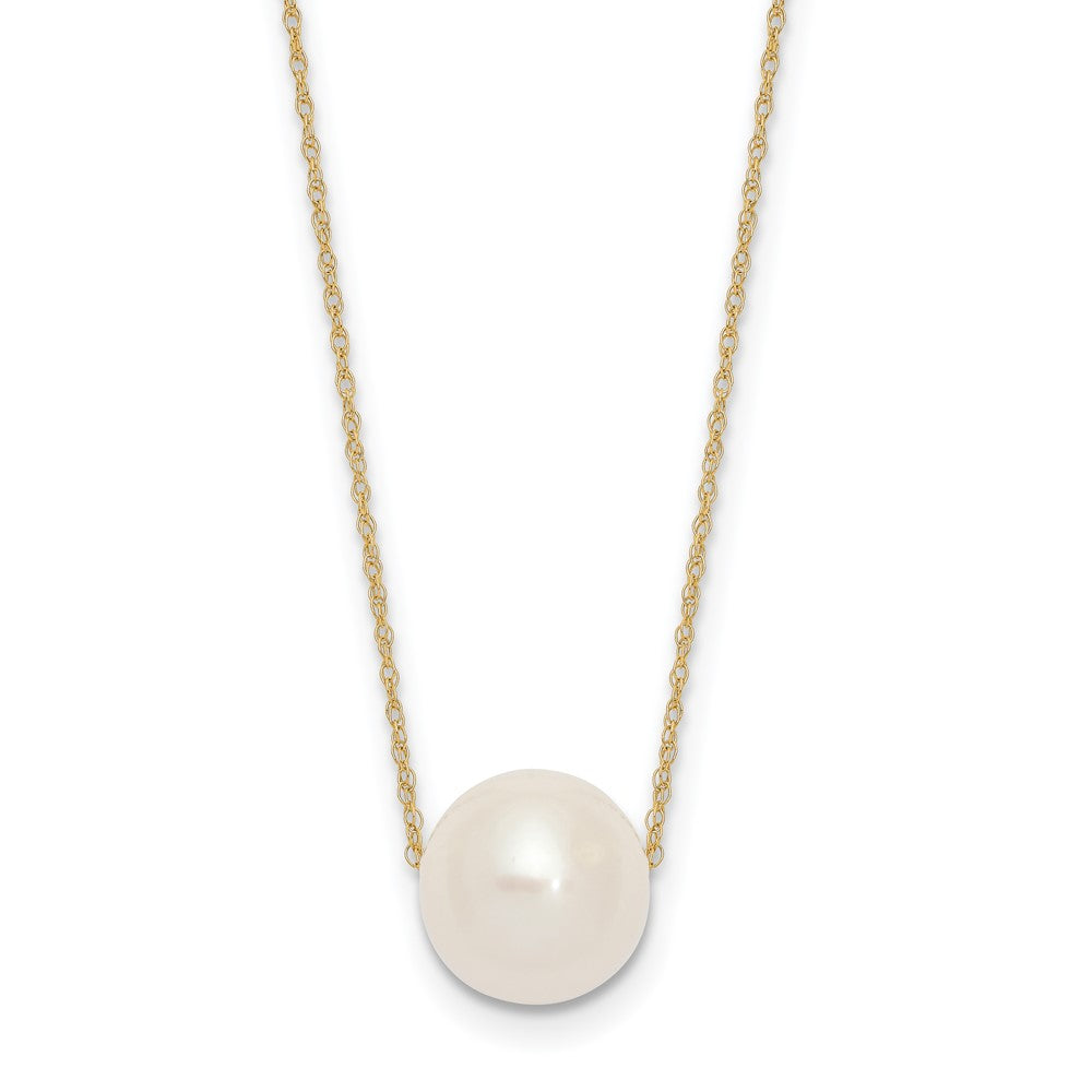14k 10-11mm White Semi-Round Freshwater Cultured Pearl Rope 17 inch Necklace