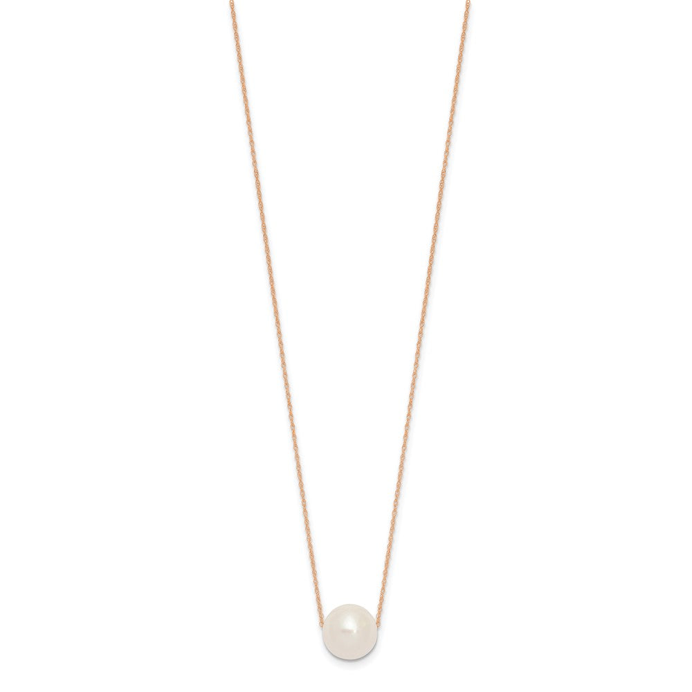 14k Rose Gold 10-11mm White Semi-Round Freshwater Cultured Pearl Rope 17 inch Necklace