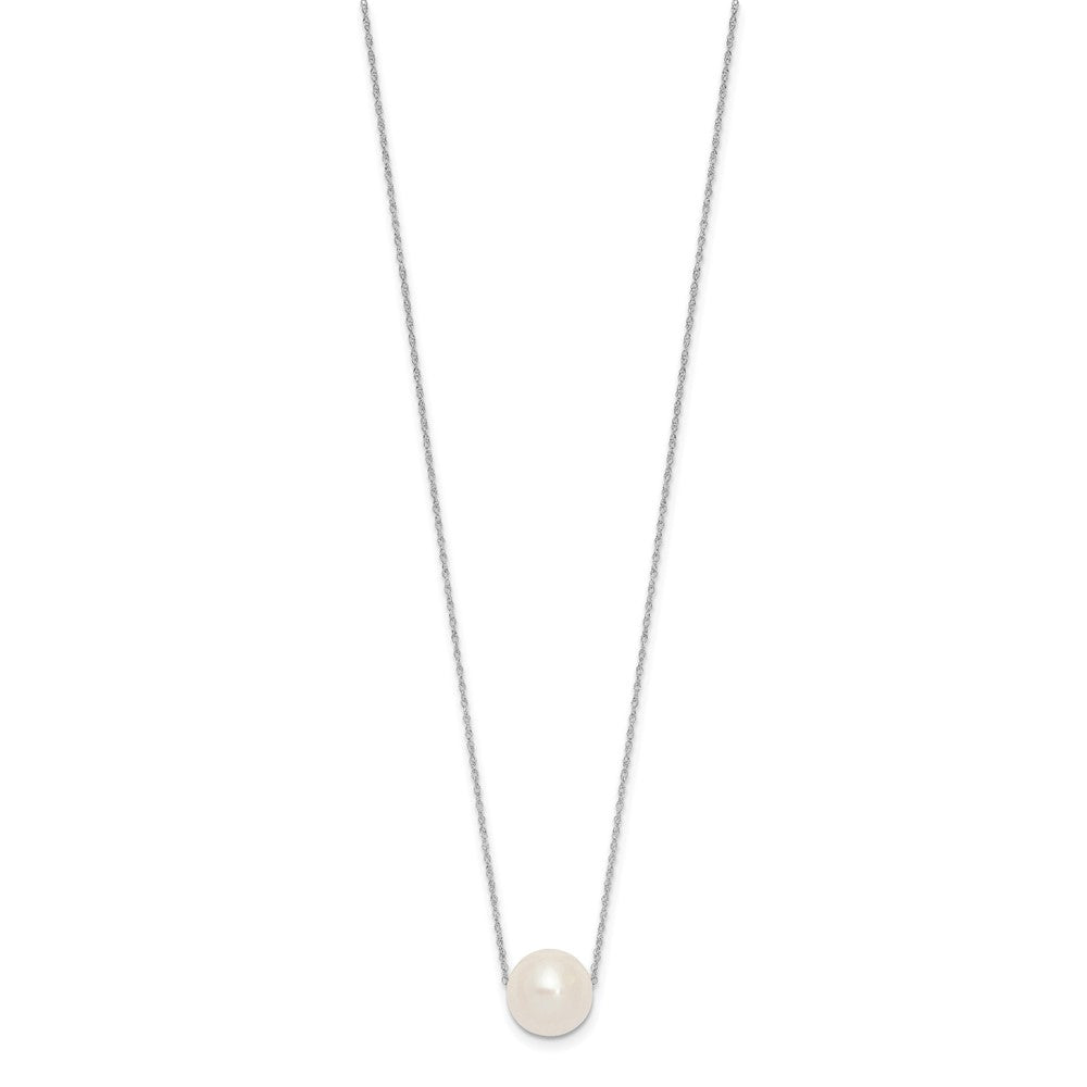 14k White Gold 10-11mm White Semi-Round Freshwater Cultured Pearl Rope 17 inch Necklace