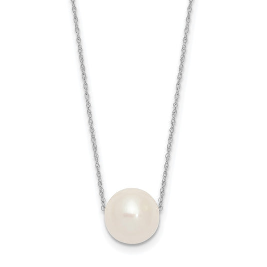 14k White Gold 10-11mm White Semi-Round Freshwater Cultured Pearl Rope 17 inch Necklace