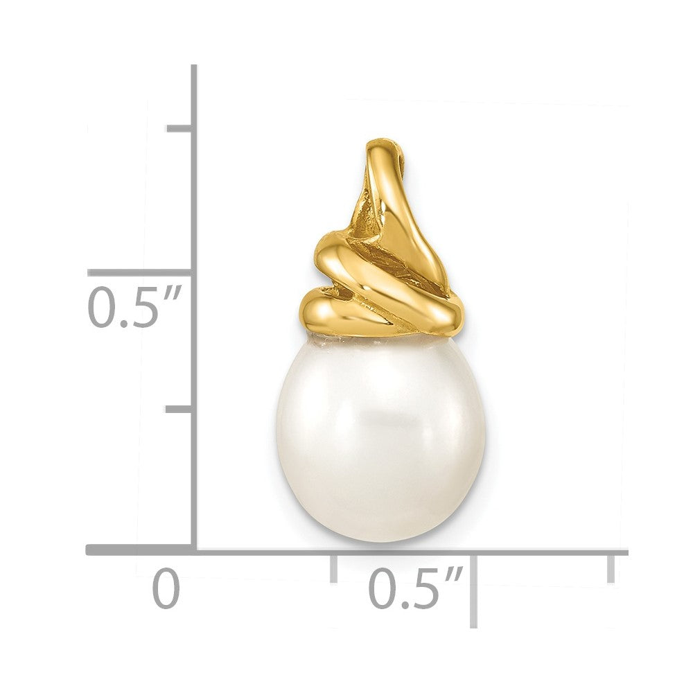14K 9-10mm White Rice Freshwater Cultured Pearl Pendant