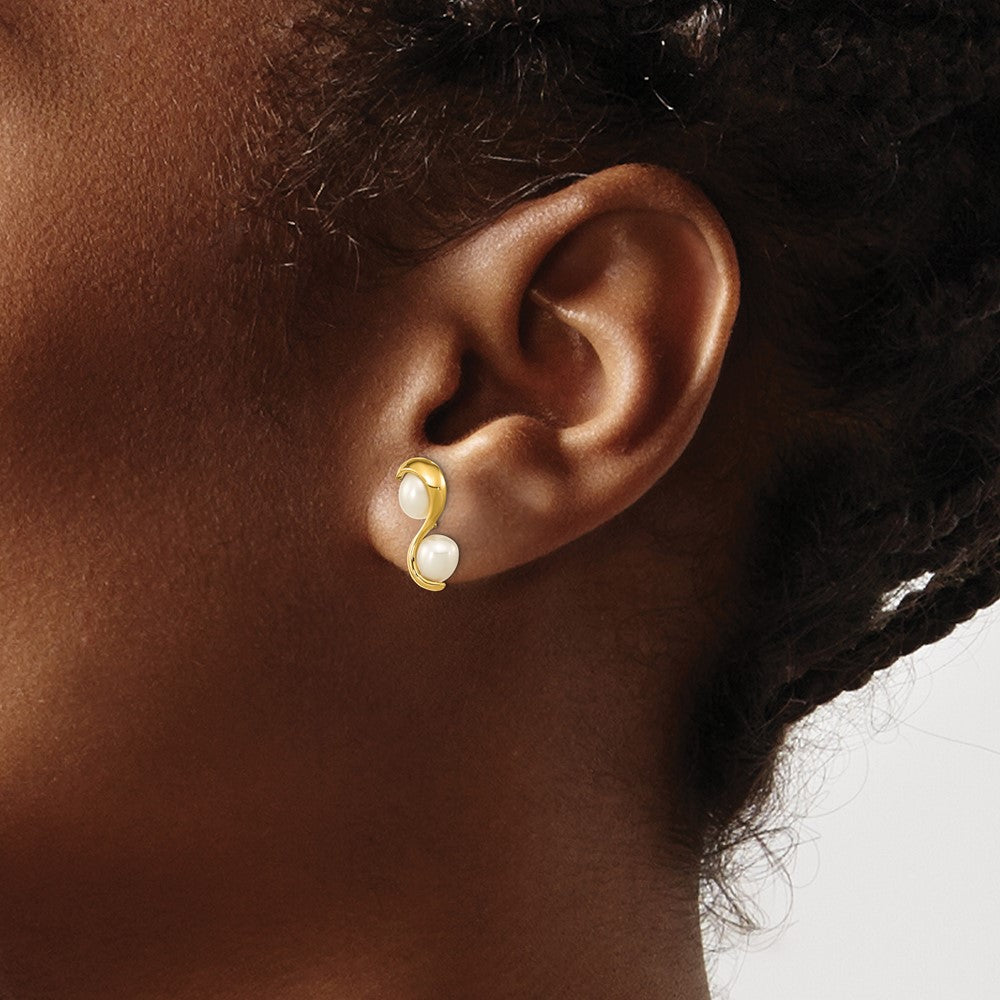 14k 4-5mm White Rice Freshwater Cultured Pearl Post Earrings