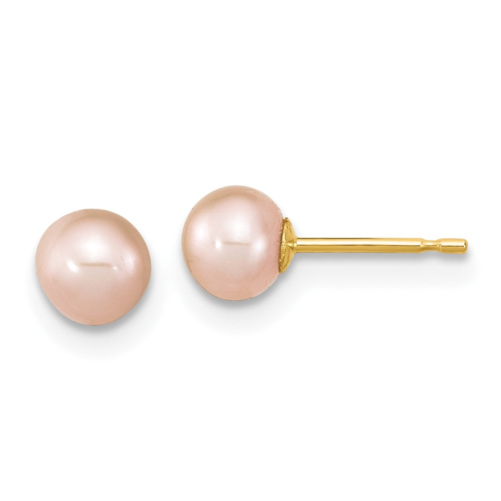 14K Yellow Gold Madi K 4-5mm Rd Pink FWC Pearl Earring and Pendant Set