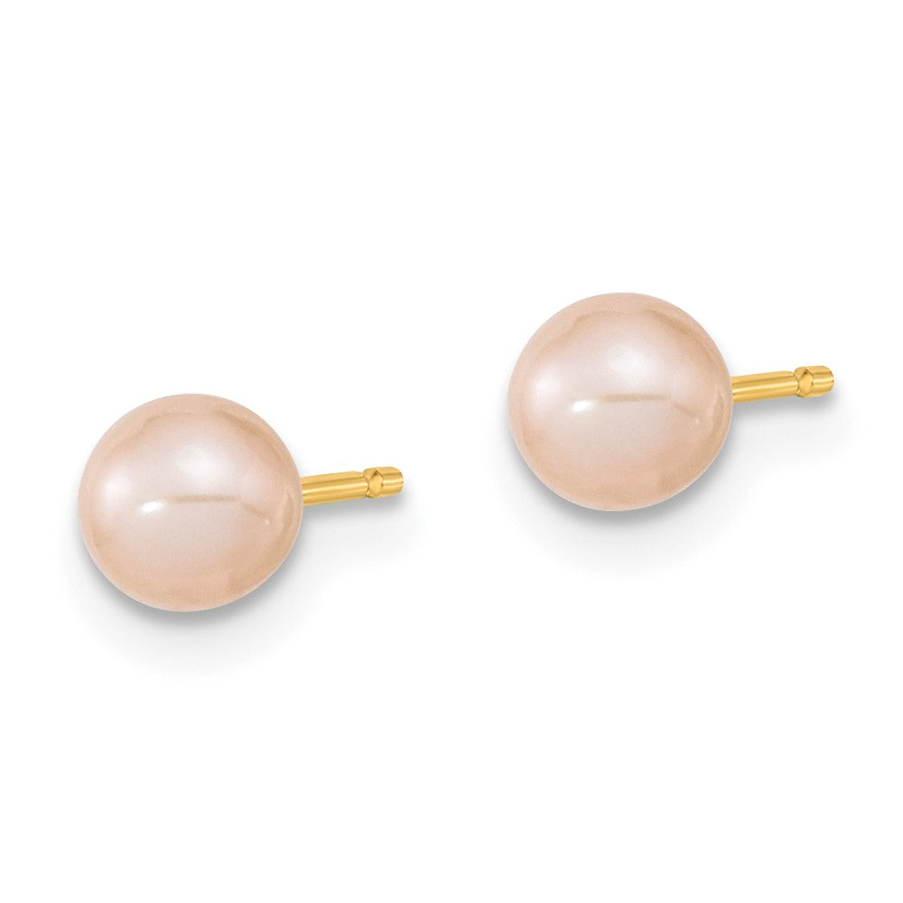 14K Yellow Gold Madi K 4-5mm Rd Pink FWC Pearl Earring and Pendant Set