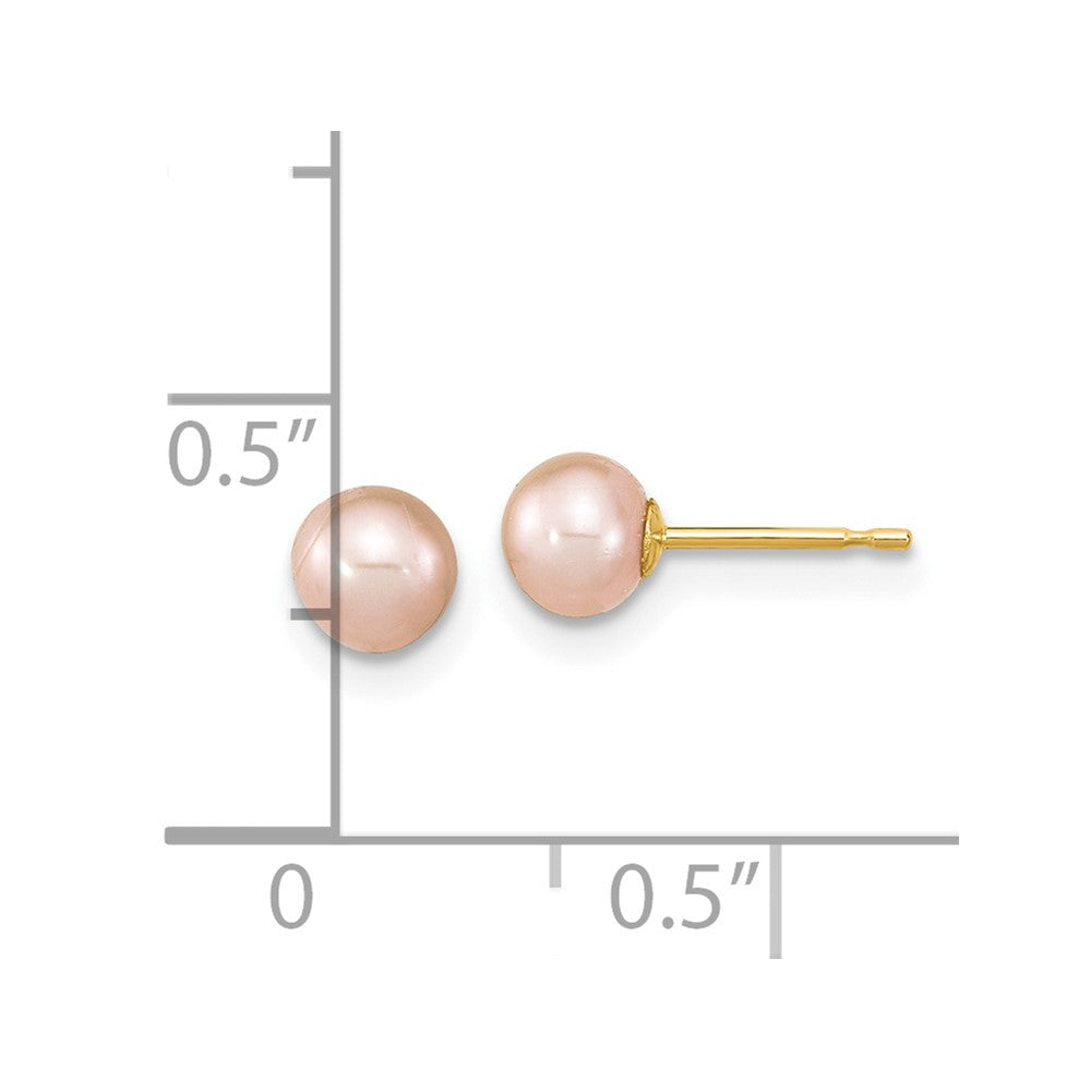 14K Yellow Gold Madi K 4-5mm Rd Pink FWC Pearl Earring and Pendant Set