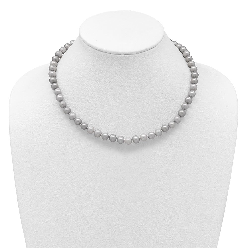 14k 7-8mm Grey Near-Round Freshwater Cultured Pearl 18 inch Necklace