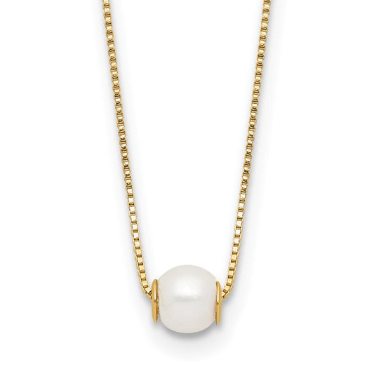 14k 4-5mm White Round Freshwater Cultured Pearl 18 inch Necklace