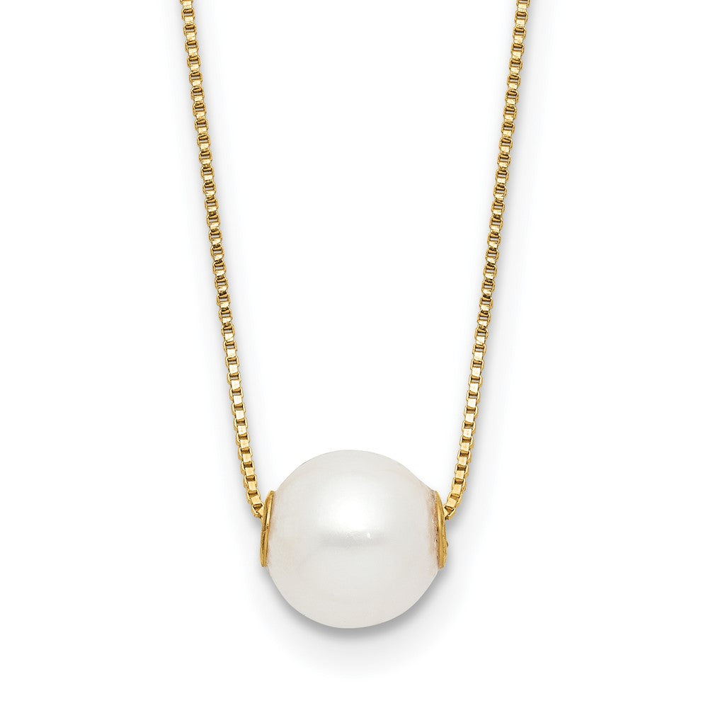 14k 7-8mm White Round Freshwater Cultured Pearl 18 inch Necklace