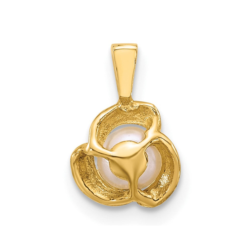 14K 4-5mm Round White FWC Pearl Flower Pendant