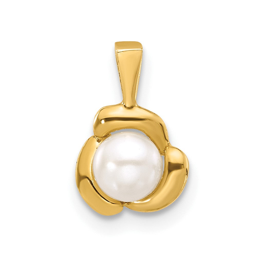 14K 4-5mm Round White FWC Pearl Flower Pendant