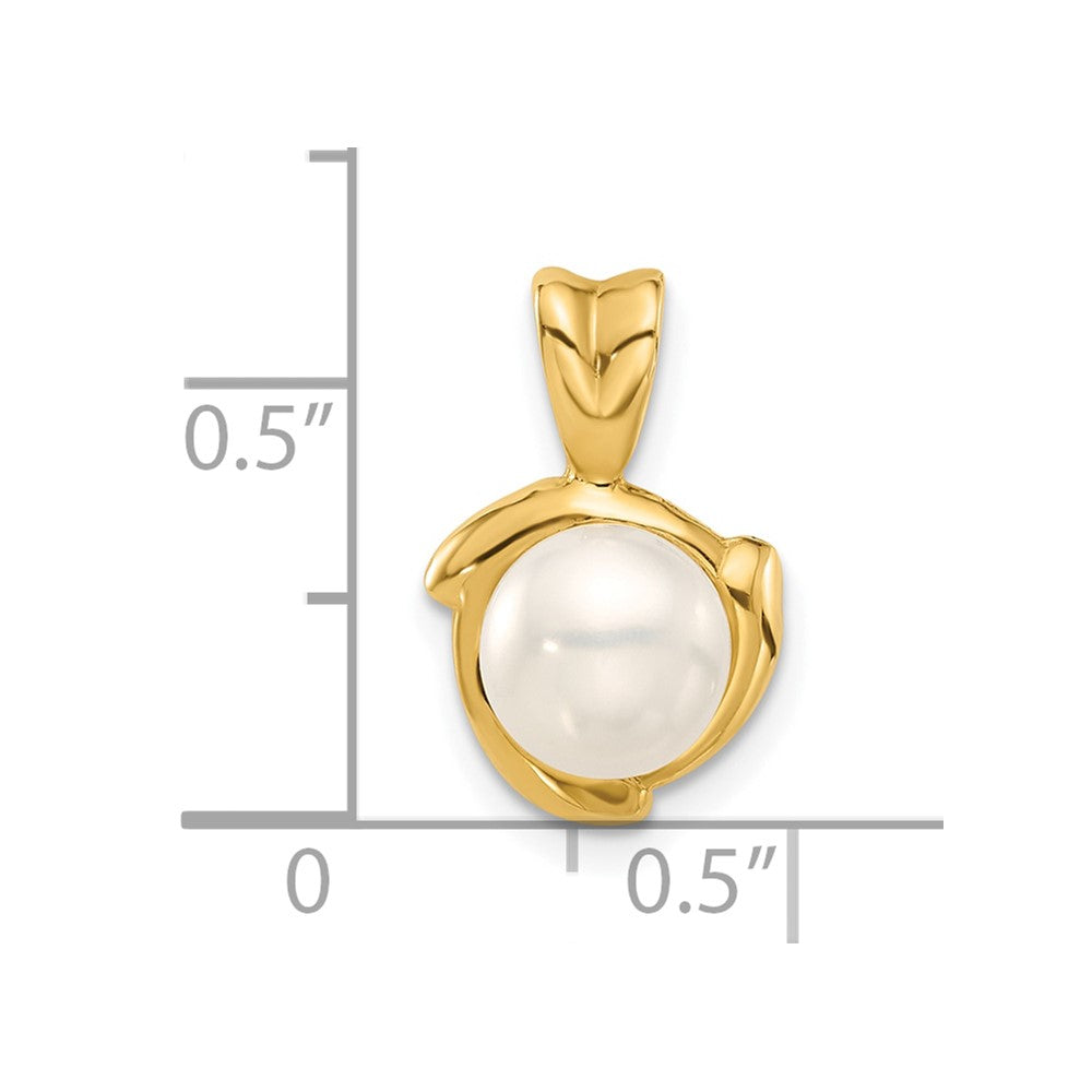 14K 7-8mm Round White FWC Pearl Pendant