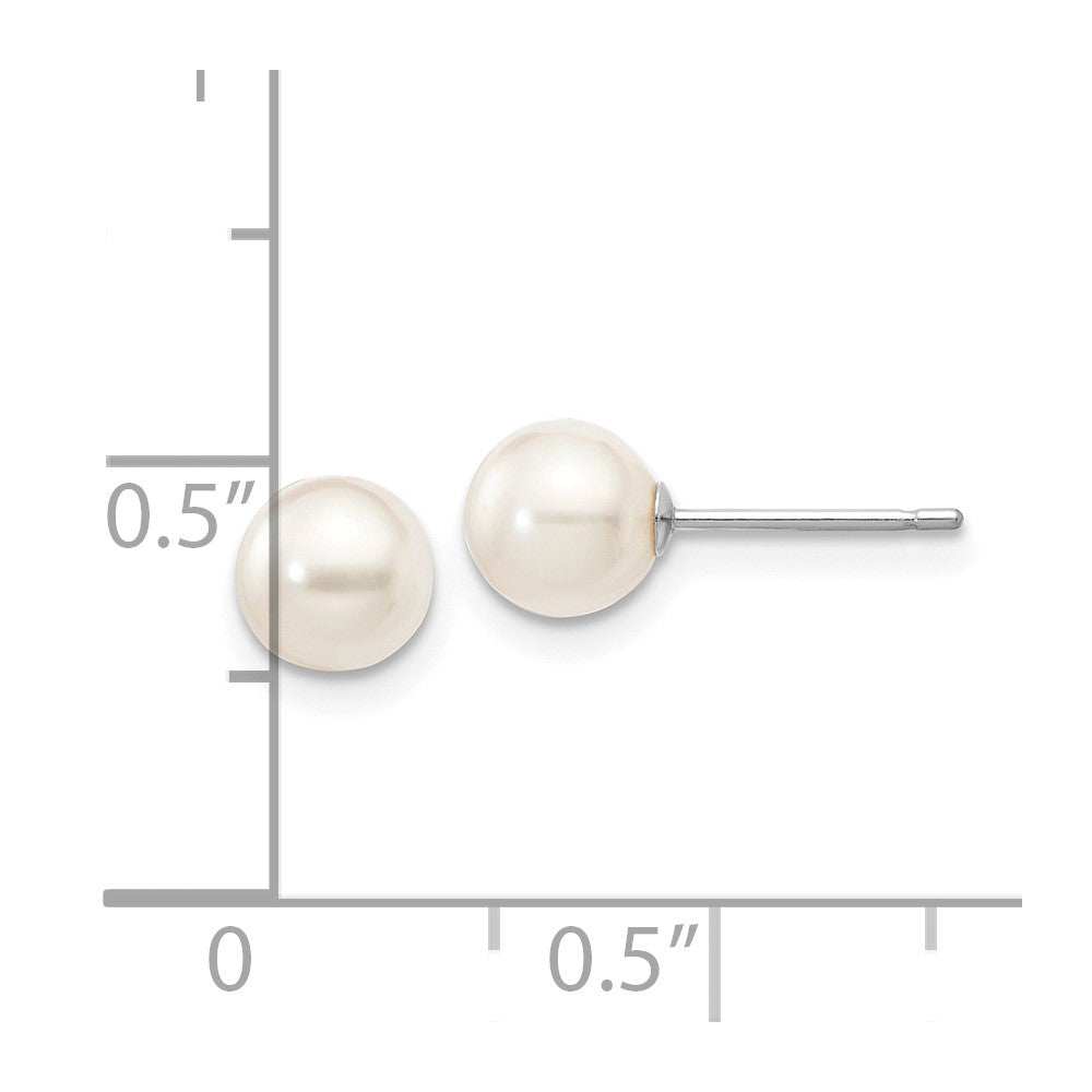 14k White Gold 5-6mm Round White Saltwater Akoya Cultured Pearl Earrings