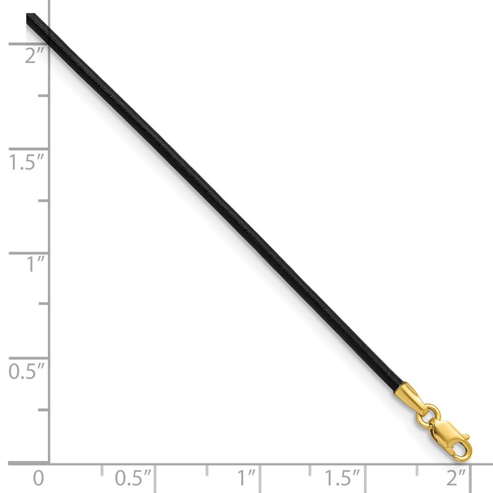 14k 1.5mm 18in Black Leather Cord Necklace