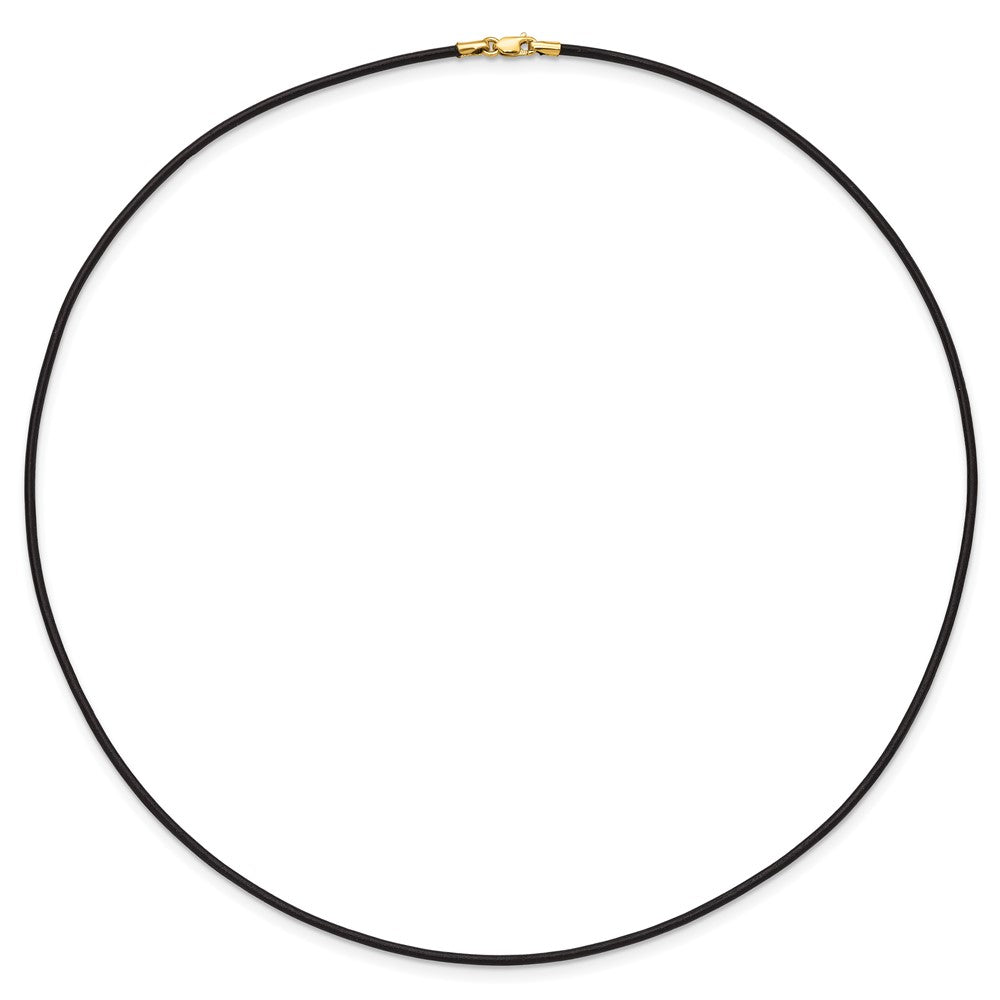 14k 1.5mm 18in Black Leather Cord Necklace