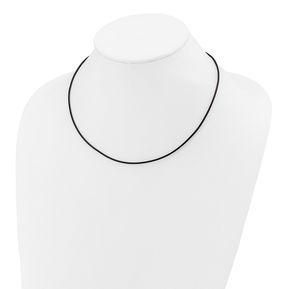 14k White Gold 1.5mm 18in Black Leather Cord Necklace