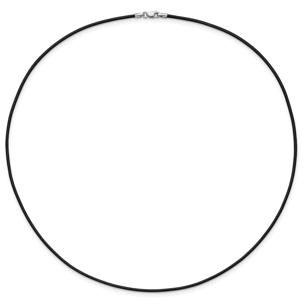 14k White Gold 1.5mm 18in Black Leather Cord Necklace