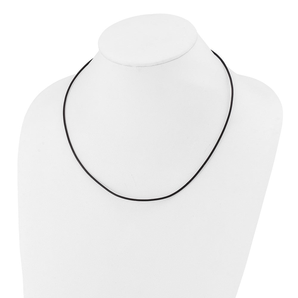 14k White Gold 1.5mm 20in Black Leather Cord Necklace