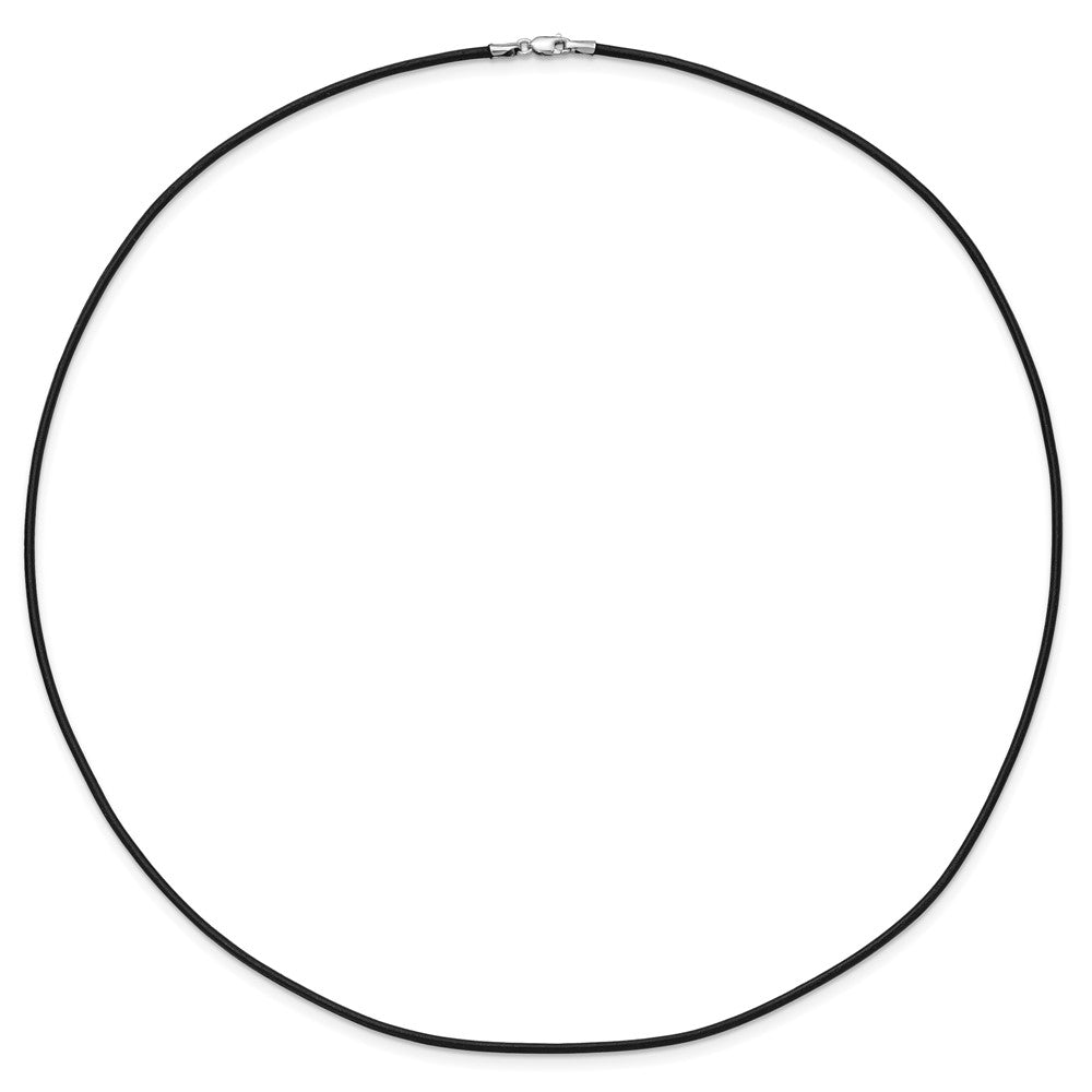 14k White Gold 1.5mm 20in Black Leather Cord Necklace