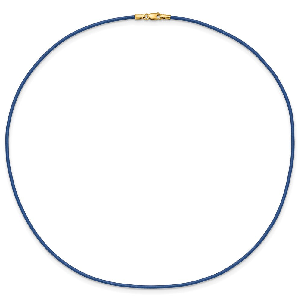 14k 1.6mm 16in Royal Blue Leather Cord Necklace