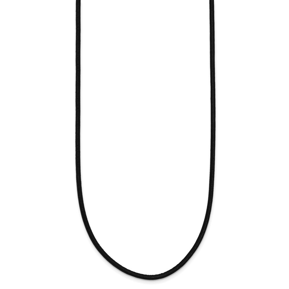 14k White Gold 2mm 20in Black Leather Cord Necklace