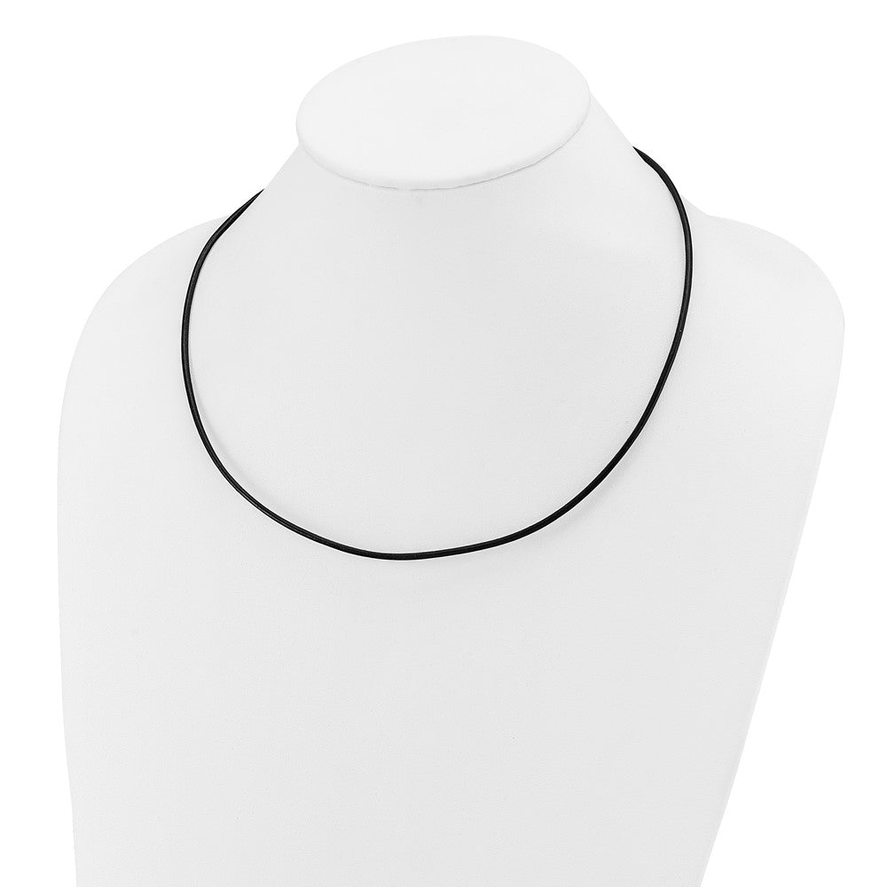 14k White Gold 2mm 20in Black Leather Cord Necklace