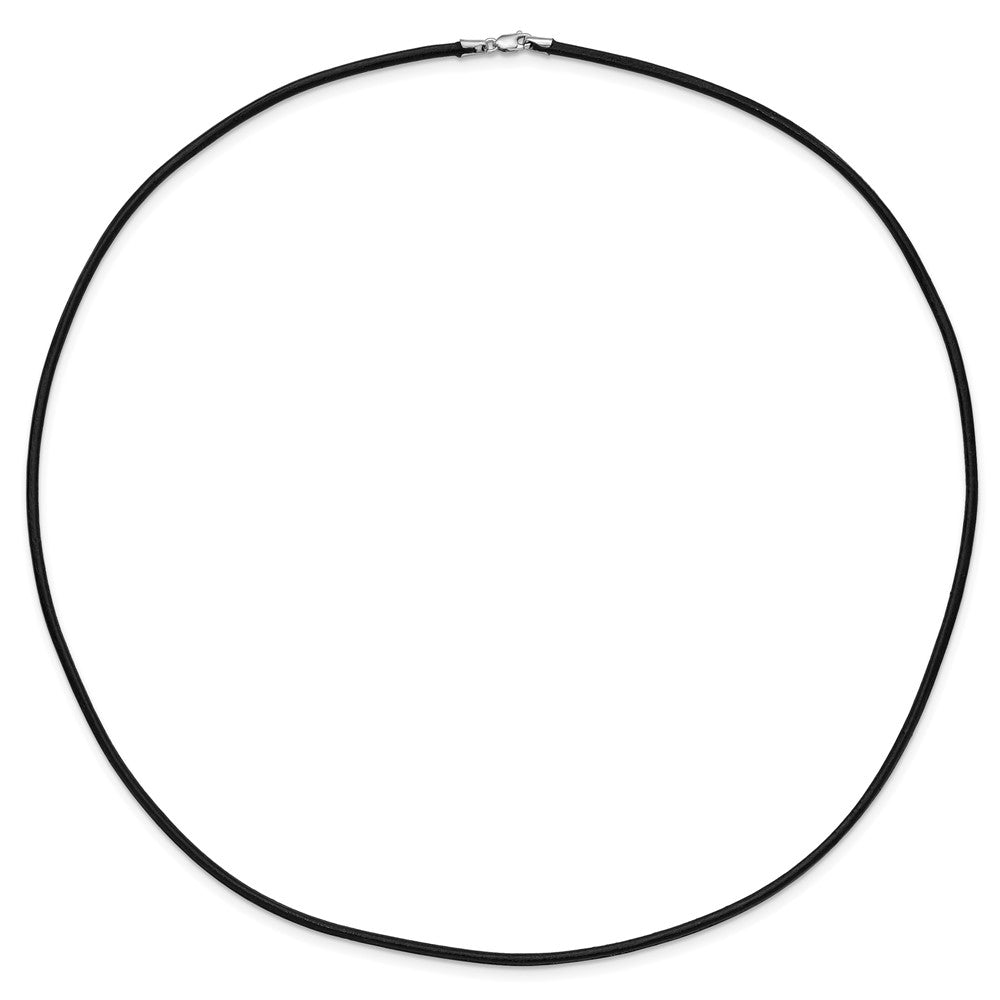 14k White Gold 2mm 20in Black Leather Cord Necklace