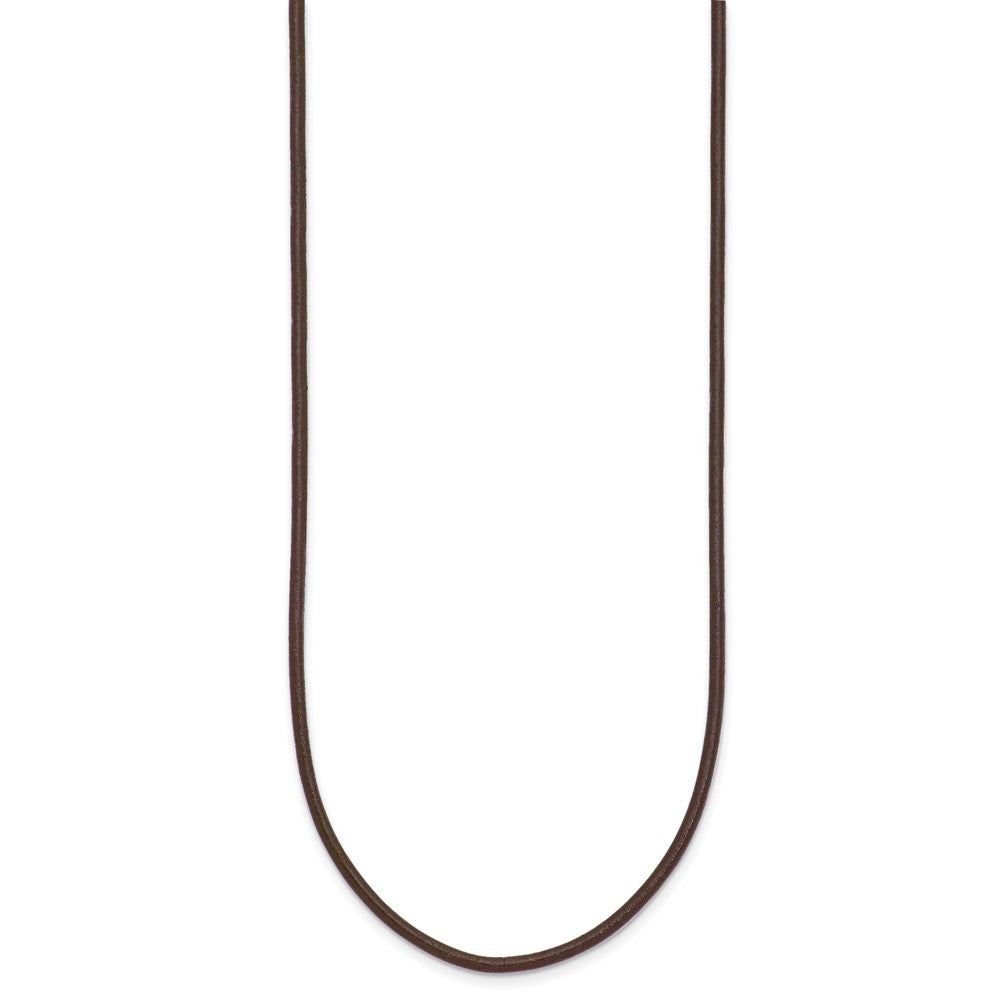 14k 2mm 18in Brown Leather Cord Necklace