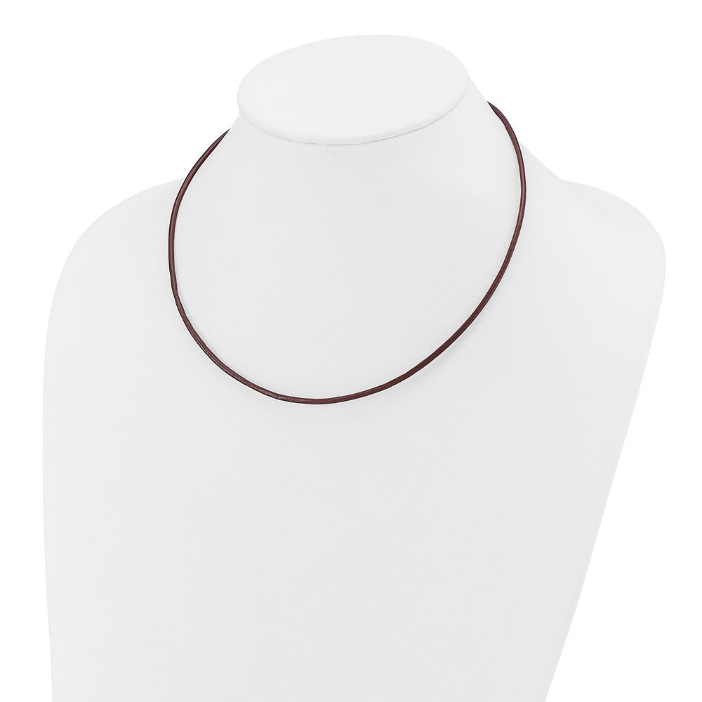 14k 2mm 18in Brown Leather Cord Necklace