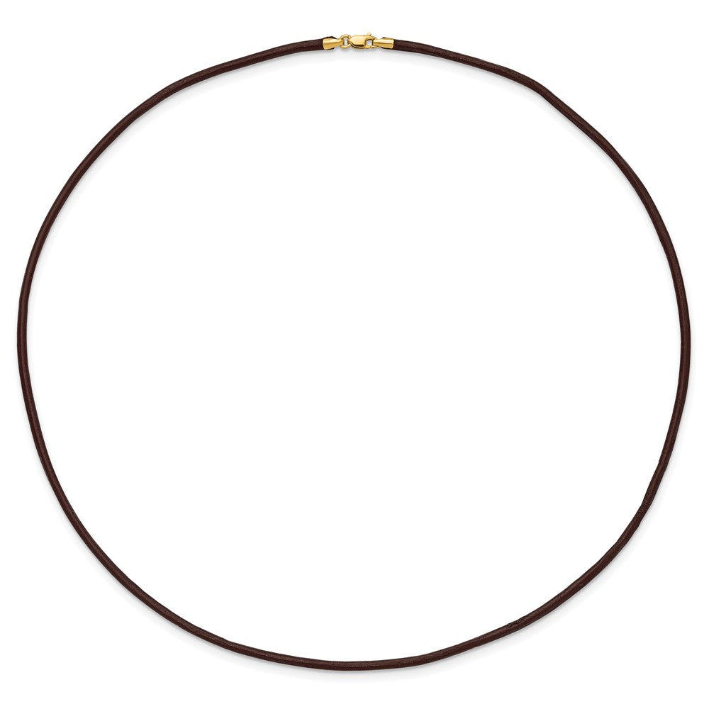 14k 2mm 18in Brown Leather Cord Necklace