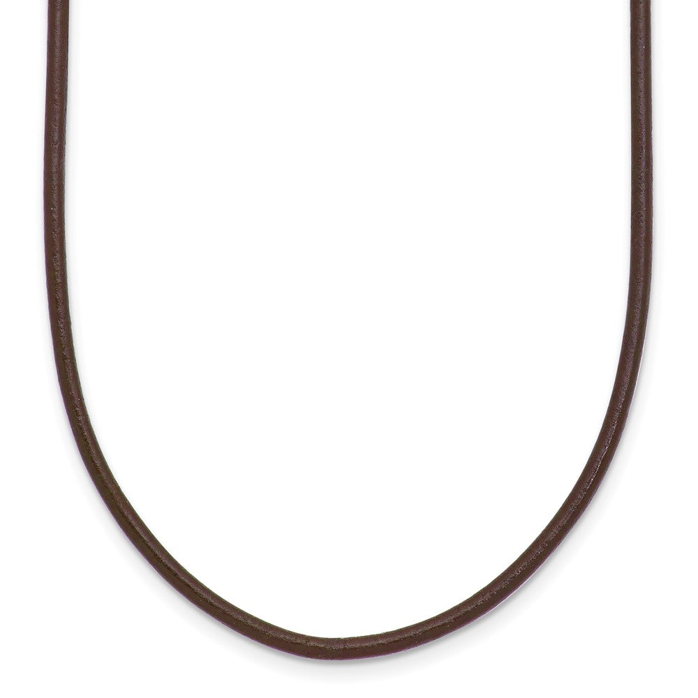 14k 2mm 18in Brown Leather Cord Necklace