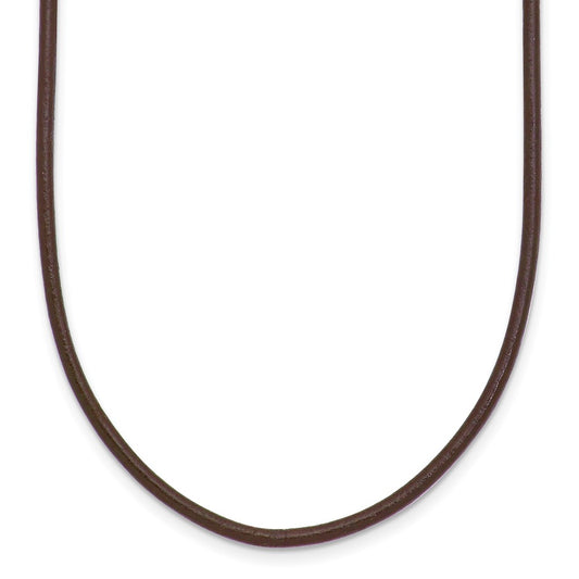 14k 2mm 18in Brown Leather Cord Necklace