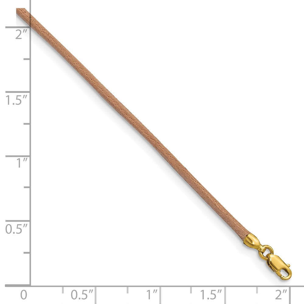 14k 2mm 16in Natural Leather Cord Necklace