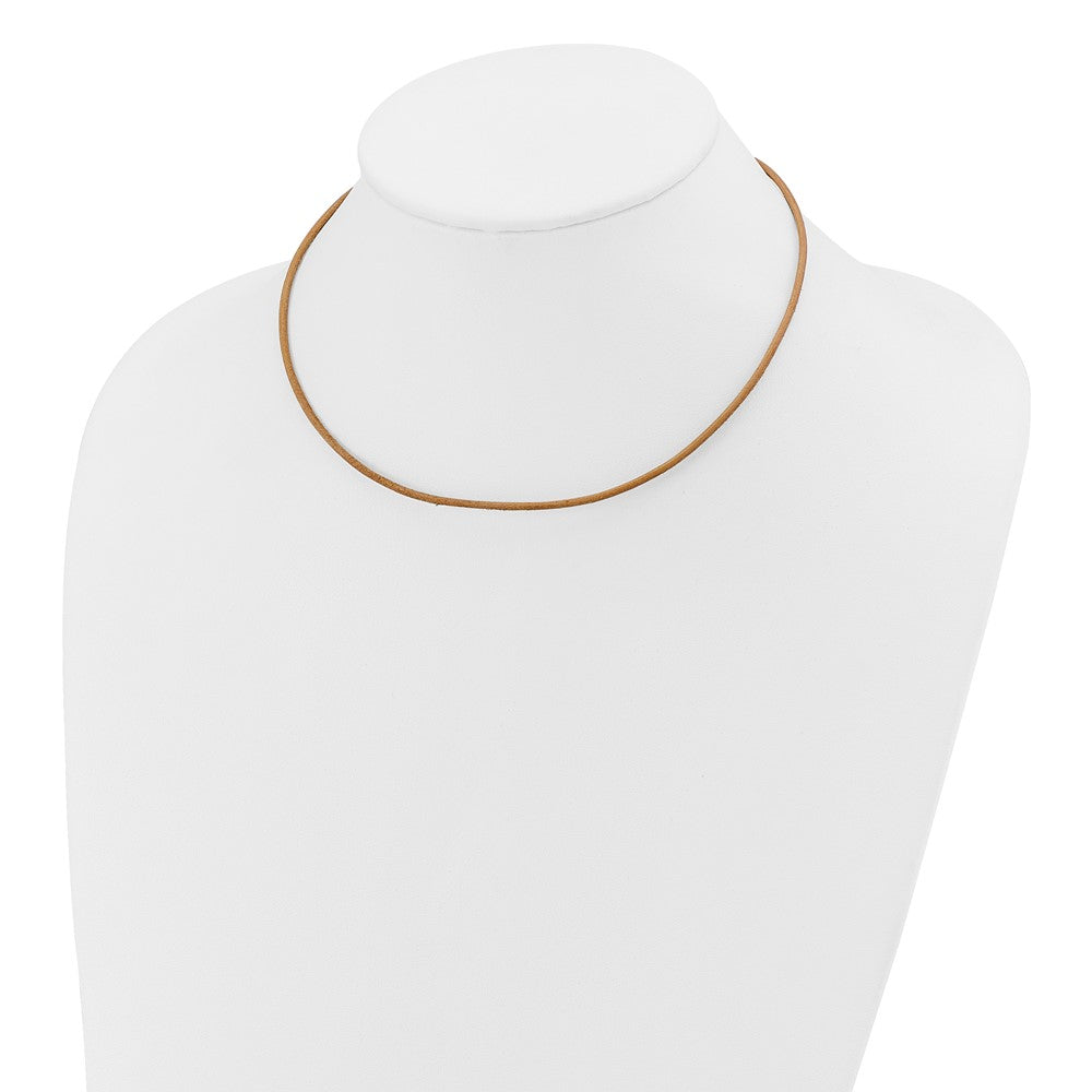 14k 2mm 16in Natural Leather Cord Necklace
