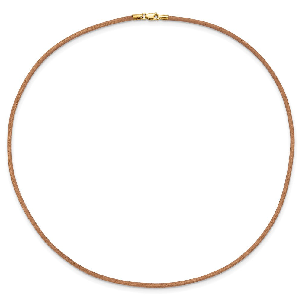 14k 2mm 16in Natural Leather Cord Necklace