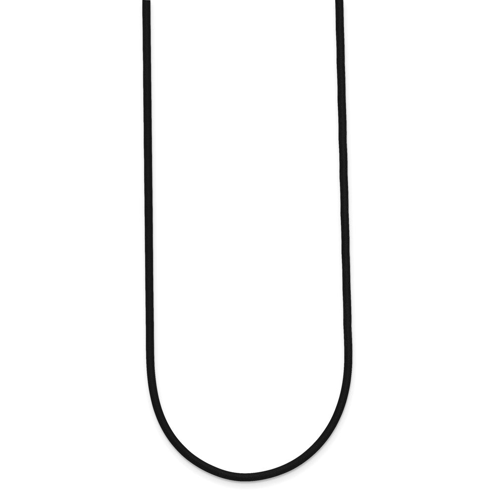 14k 2mm 18in with Yellow Clasp Black Rubber Cord Necklace