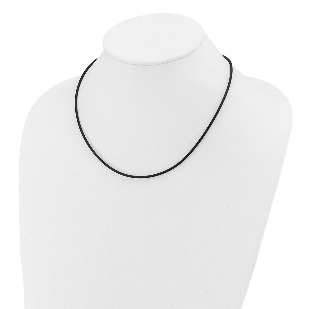 14k 2mm 18in with Yellow Clasp Black Rubber Cord Necklace