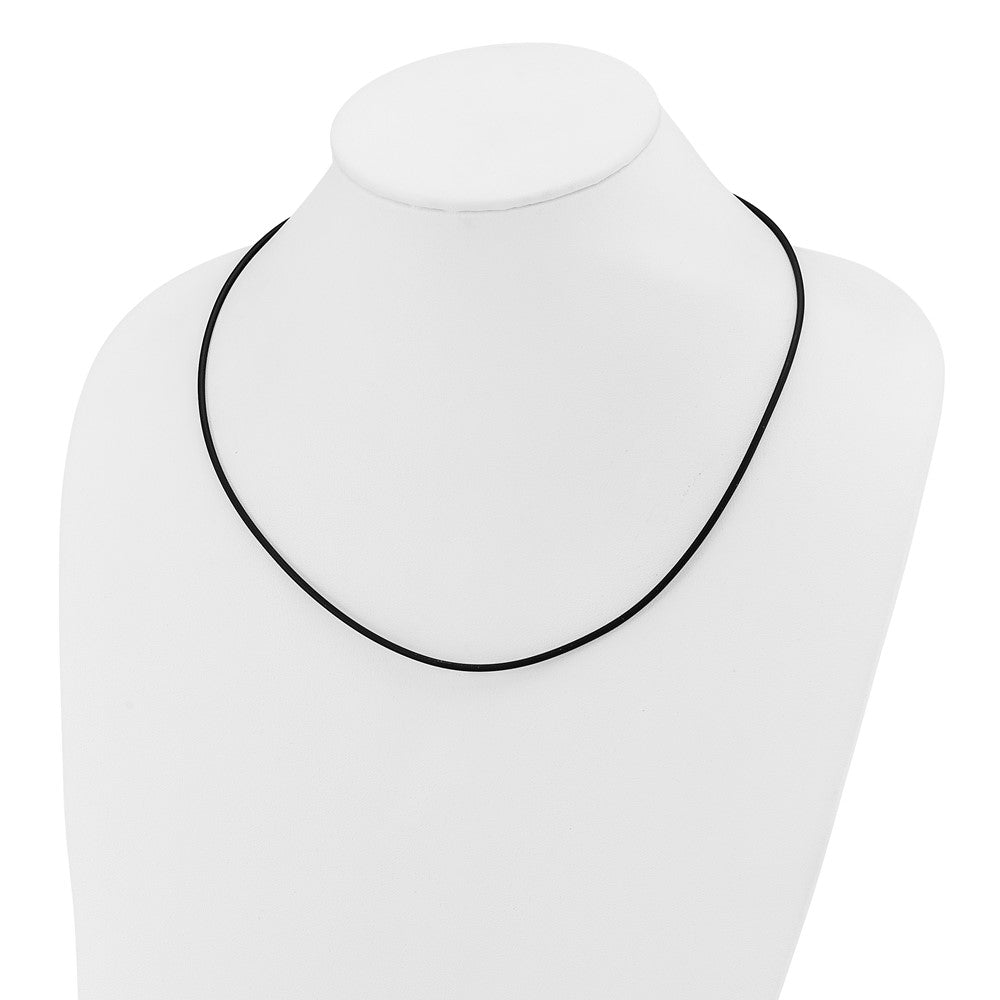 14k 2mm 20in with Yellow Clasp Black Rubber Cord Necklace