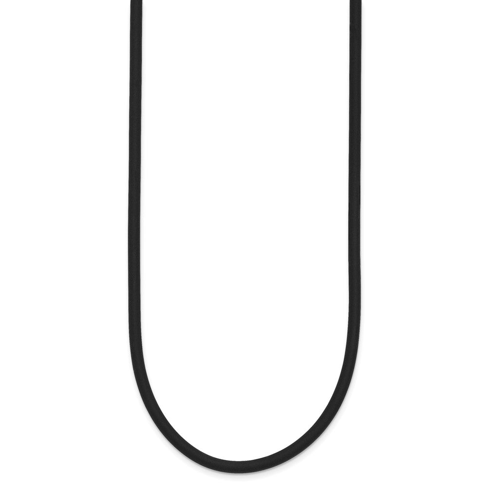 14k 3mm 16in with Yellow Clasp Black Rubber Cord Necklace