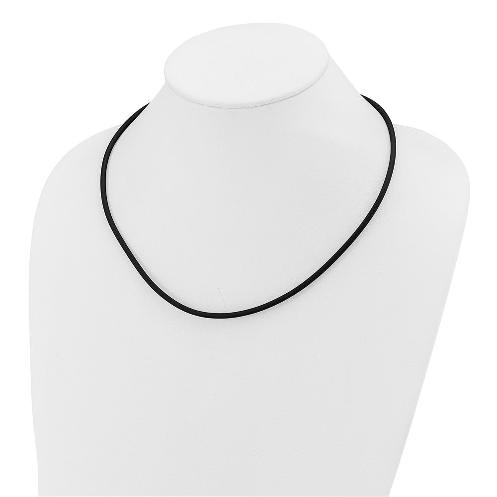 14k 3mm 20in with Yellow Clasp Black Rubber Cord Necklace