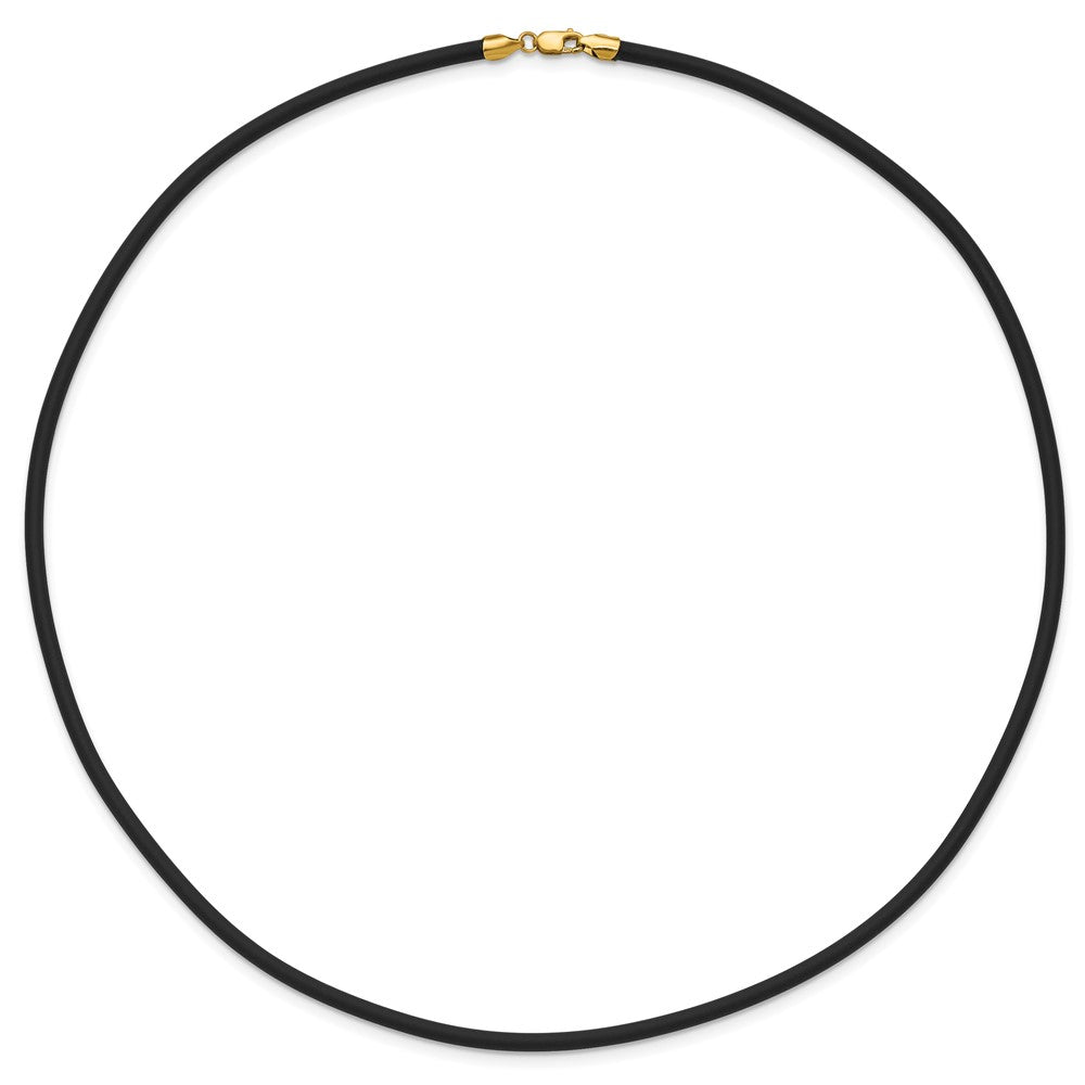 14k 3mm 20in with Yellow Clasp Black Rubber Cord Necklace