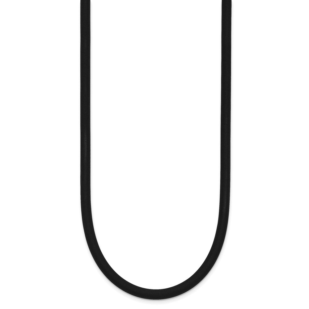 14k 4mm 18in with Yellow Clasp Black Rubber Cord Necklace